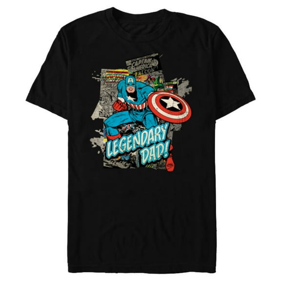 Marvel Captain America Legendary Dad Father's Day - Short Sleeve Blended T-Shirt for Adults - Customized-Black
