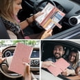 thumbnail image 5 of Titular del registro y seguro del automóvil, organizador de la guantera de documentos de la tarjeta del vehículo de cuero, accesorios esenciales del compartimiento del camión del automóvil Rojo Verde, 5 of 5