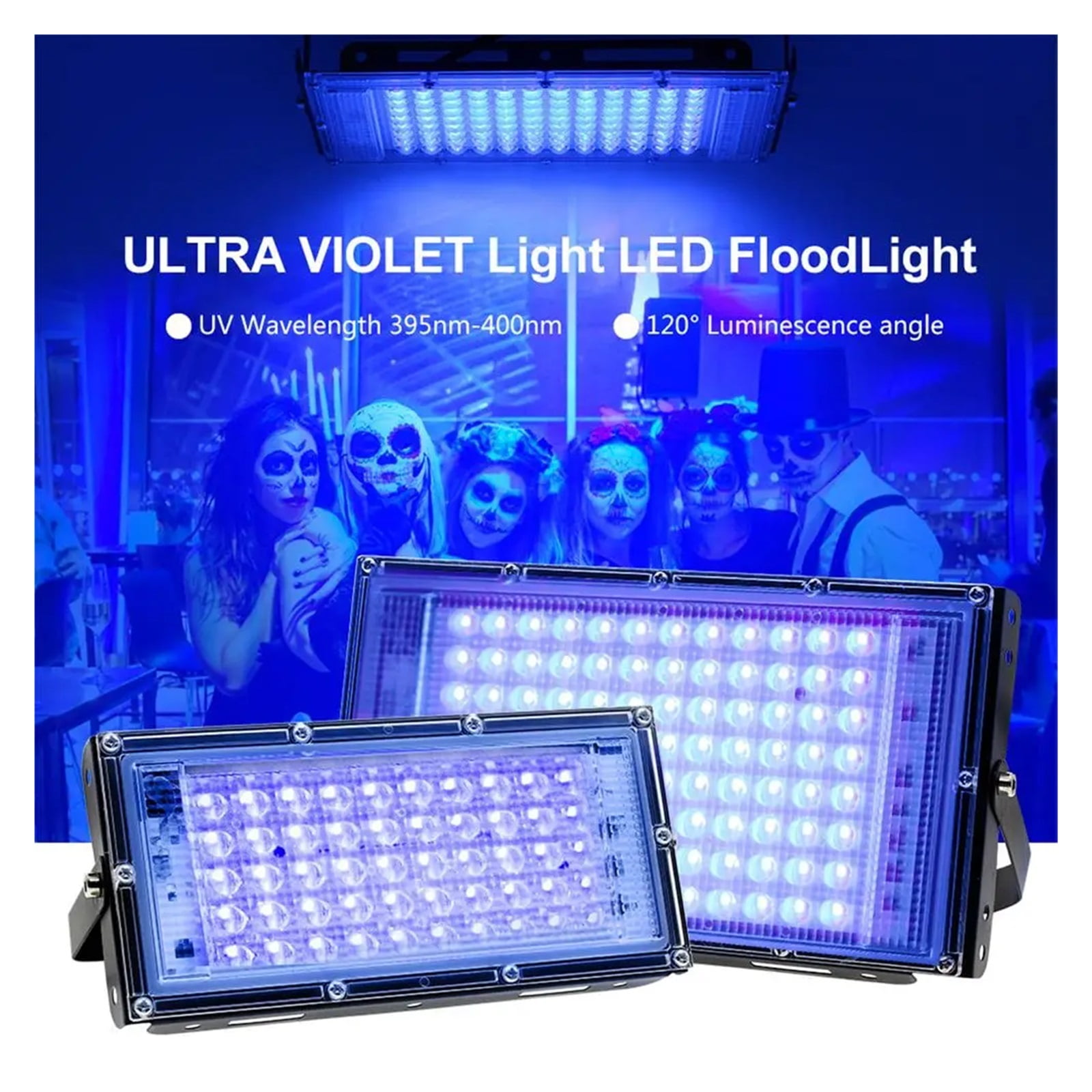 UV LED Black Light Blacklight Flood Light IP65 Waterproof 395-400nm UVA Lamp For Sta Lighting Halloween Decor 50W 100W ,Save Energ