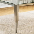 thumbnail image 7 of 52.7" Rectangular Clear Tempered Glass Dining Table for 4 People, Modern Kitchen Table with Irregular Stainless Steel Legs, Dining Table for Small Space, Apartment Studio, Home Office, 7 of 7
