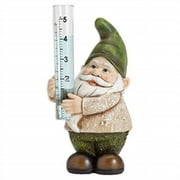 Bits and Pieces - Garden Dcor-Hand Painted Gnome Rain Gauge Sculpture for Your Garden, Lawn or Patio - Charming, Durable, Weather Resistant Polyresin Statue