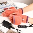 thumbnail image 2 of Guantes calentados por USB, medio dedo (una cara), guantes cálidos con calefacción completa, manoplas para mujeres y hombres, guantes de punto, guantes de invierno lavables con temperatura ajustable para ordenador portátil Rojo Verde, 2 of 4