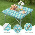thumbnail image 4 of Turquoise Daisy Flower Yellow Centers Pattern Square Fitted Tablecloth with Elastic Edge,Square Table Cover,Washable Elastic Table Cover for Home Kitchen Party Decor 36"x36", 4 of 6