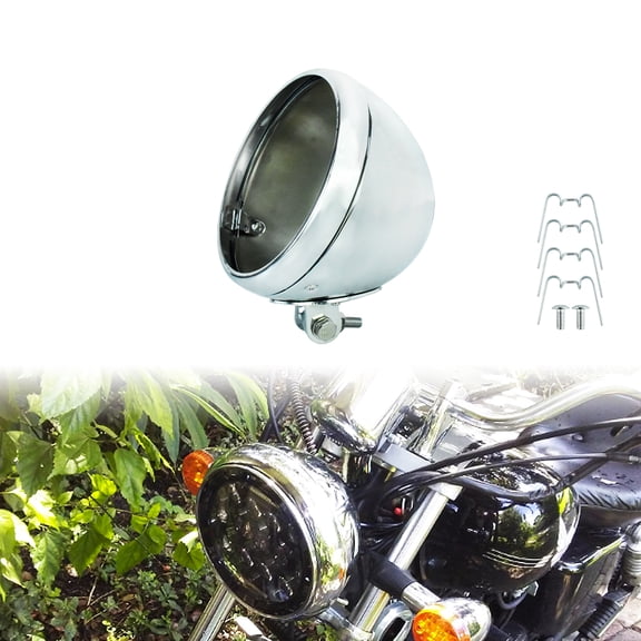 7'' Inch Headlight Housing Chrome Trim RIng Headlamp Bulb Bucket Fit For Harley