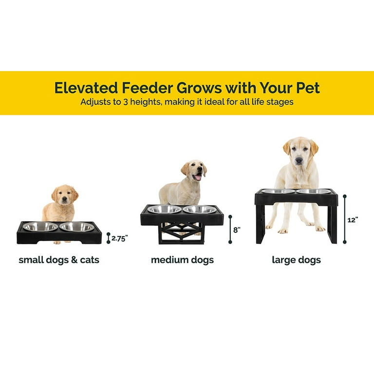 Pet Zone Designer Diner Adjustable Elevated Dog Bowls Raised Dog