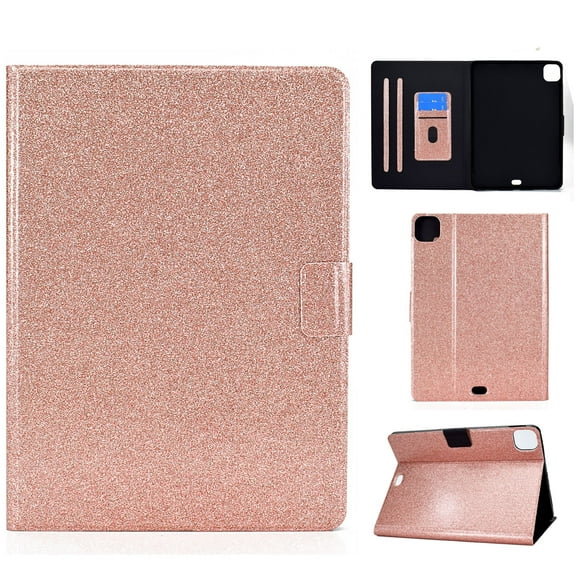 Dteck Case for Apple iPad Pro 11" 2nd Generation/iPad Air 4th Gen 10.9" (2020 Released),Magnetic Bling Glitter PU Leather Card Holder Wallet Folio Kickstand Cover, Rosegold