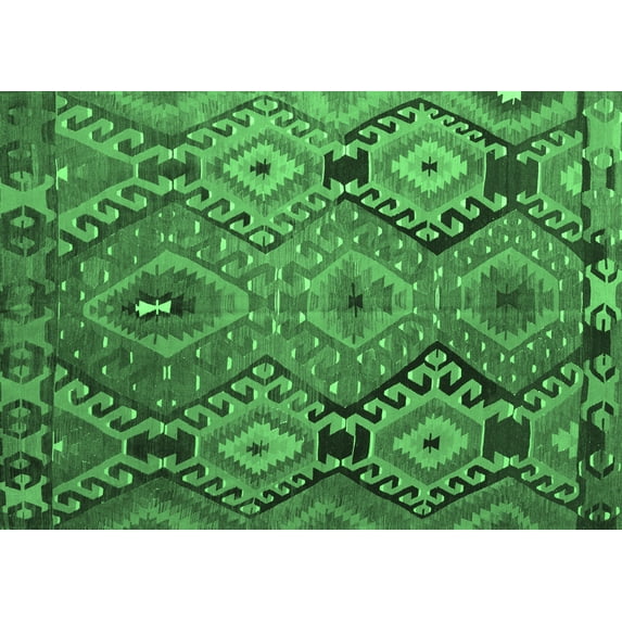 Ahgly Company Indoor Rectangle Southwestern Emerald Green Country Area Rugs, 8' x 10'