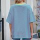 thumbnail image 4 of Puntoco Liquidación de camisetas cortas para mujer, camiseta informal a rayas con cuello redondo y manga corta a la moda para mujer, 4 of 5