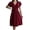 Red, variant on Women's Wrap V Neck Short Flared Sleeve Wedding Guest Dress Smocked Elastic Waist Tiered Belted Ruffle Hem Mini Dress Burgundy