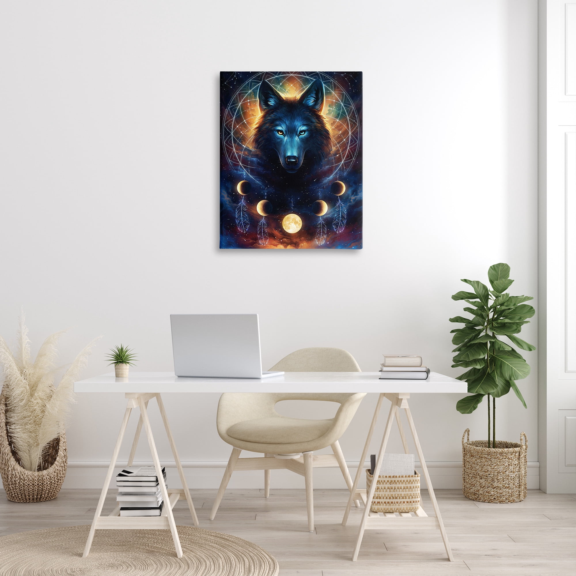 Stupell Industries Lunar Wolf & Galaxy Animals & Insects Painting Gallery Wrapped Canvas Art Print Wall Art, 30 x 40