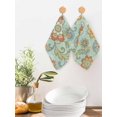thumbnail image 2 of Teal Green Boho Floral Kitchen Dish Towels for Drying Dishes Set of 3, Vintage Farmhouse Ethnic Flowers Waffle Weave Microfiber Hand Tea Bathroom Towels Quick Dry & Absorbent Towel 12x12, 2 of 7