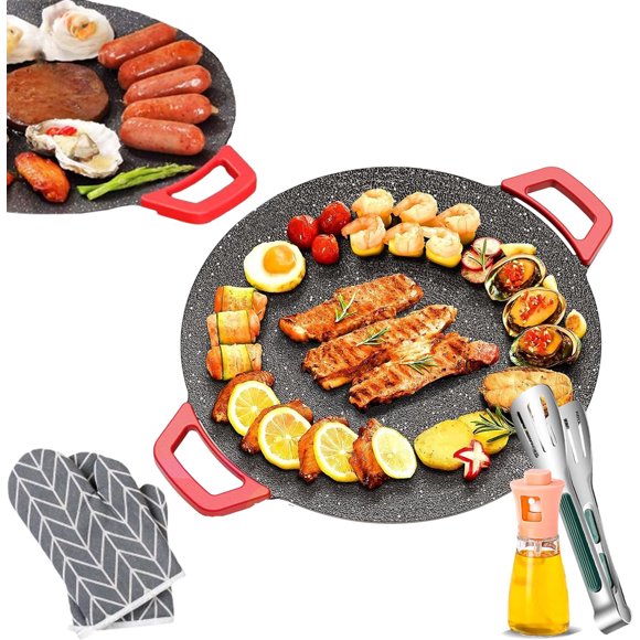 2026 New Portable Electric Korean BBQ Grill, Non-Stick Electric Indoor Grill Pan, 11.8/13.8/15.7in Smokeless Electric Grill Indoor, Comal Electrico Redondo for Steaks and BBQ