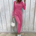 thumbnail image 2 of Lenpel Jumpsuits for Women Casual Long Sleeve Elastic Waist Zip up Hooded Rompers Overall Jogger Pants with Pockets, 2 of 6