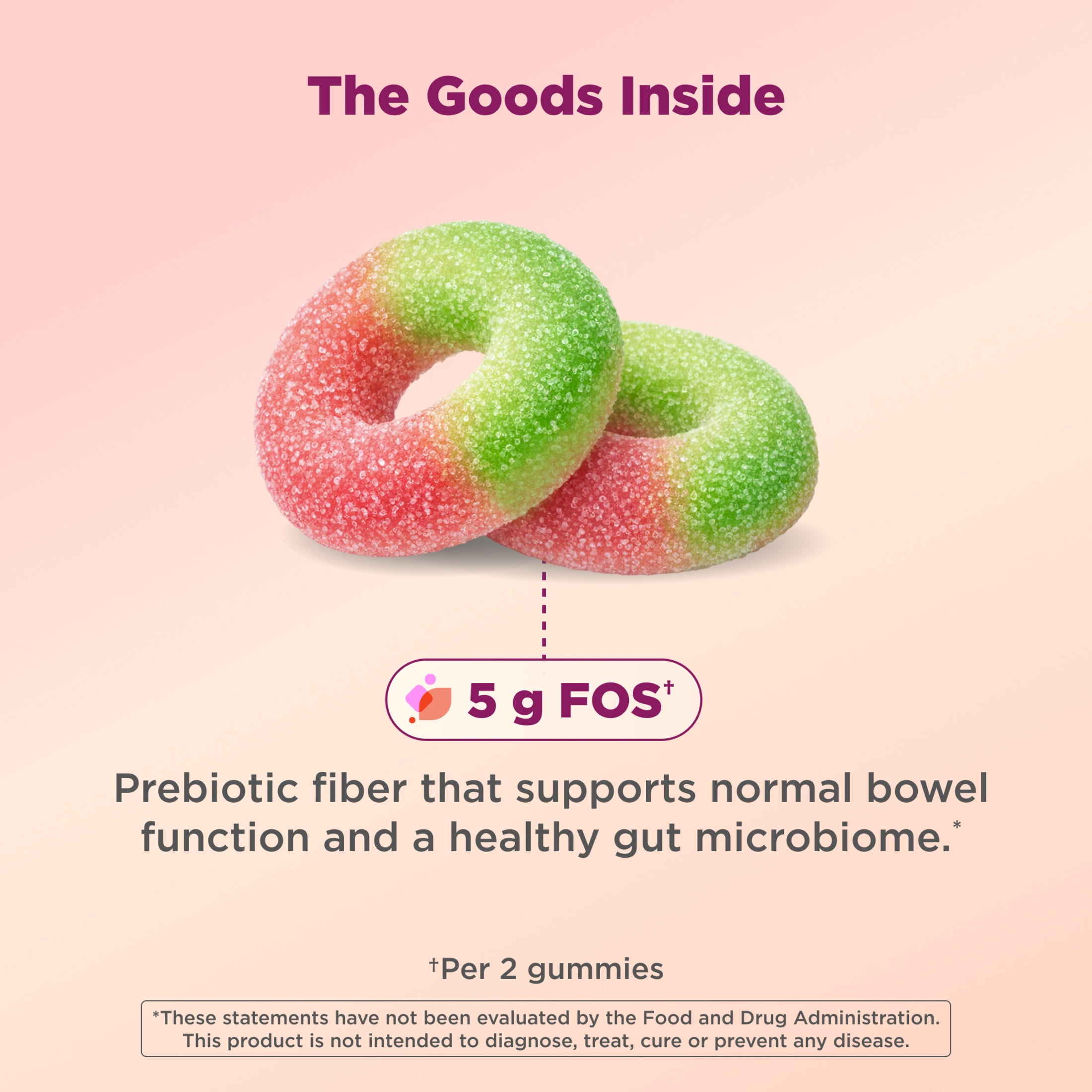 OLLY Fiber Gummy Rings Supplement with 5g FOS Prebiotic Fiber, 50 Count