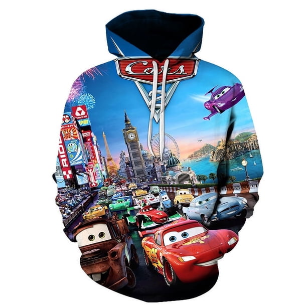 Sudadera con capucha para hombre de otoño e invierno con estampado 3D de Pixar Car Lightning McQueen, chaqueta con patrón de moda para deportes callejeros, sudadera informal para hombre
