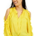 thumbnail image 2 of Willow Drive Women's Ruffled Cold Shoulder Top Yellow Size Large, 2 of 3
