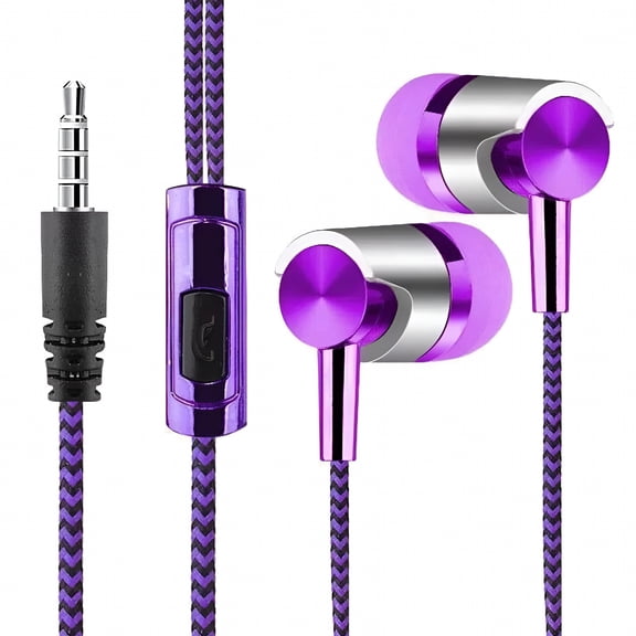 GJX Wired Earbuds with Microphone, Braided 3.5mm Headphones with Deep Bass, High-Fidelity Stereo Earphones for Gaming, Commuting & Calls