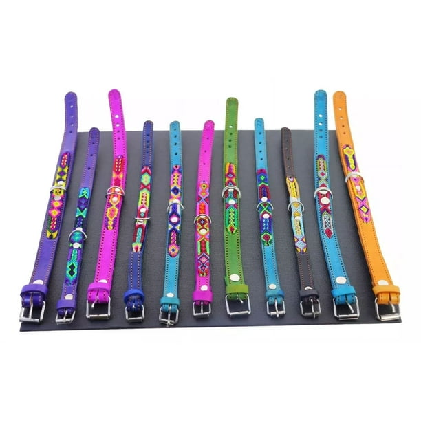 Collar Para Perros Extra Chico 20-25 Cm Piel De Colores 6pzs