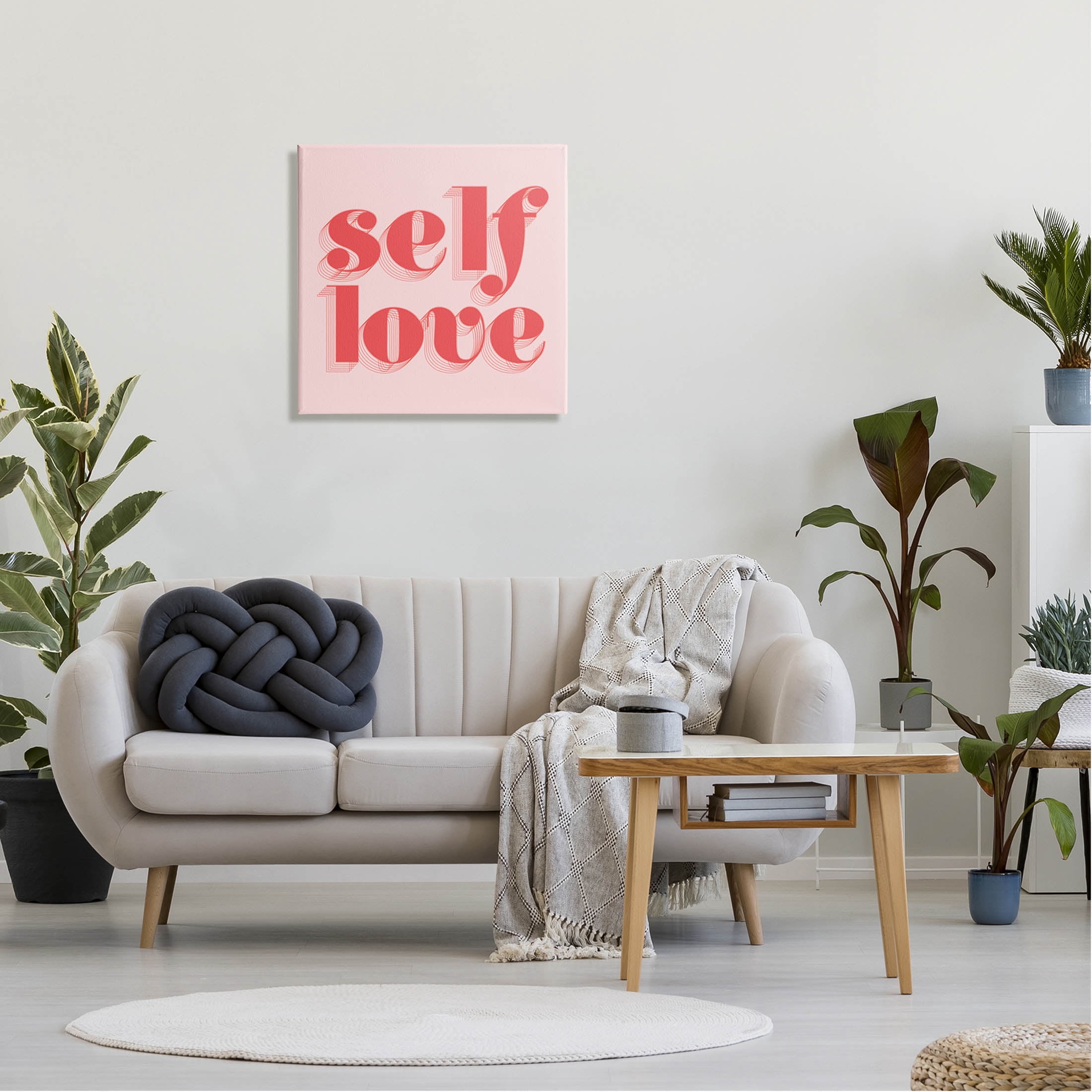 Self Love Retro Phrase Inspirational Graphic Art Gallery Wrapped Canvas Print Wall Art