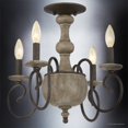 thumbnail image 3 of Urban Ambiance Luxury French Country Indoor Semi-Flush Ceiling Light, Large Size: 15.5"H x 18"W, with Colonial Elements, Grey-Washed Wood Design, Antique Black Finish and Exposed Bulbs, UQL2151, 3 of 7