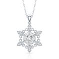 thumbnail image 3 of Rosec Jewels Lab Created Diamond Snowflake Pendant with Chain (Ef-Vs Quality) - Winter Necklace for Christmas - Ready to Gift for Women, 14K White Gold, 3 of 7