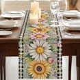 thumbnail image 3 of Table Runners 70 Inches Long Dress Scarves, Vintage Daisy Floral Farmhouse Coffee/Dining/Kitchen Table Decor, Holiday Table Runner, Spring Flowers Botanical Leaves Checkered Wooden 13x70 Inch, 3 of 9
