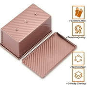 Pullman Loaf Pan with Lid, 0.99Lb Rectangular Toast Box Mold, 8.4 x 4.7 x 4.3-Inch Nonstick Bough Box for Homemade Bread Baking (Champagne Gold)