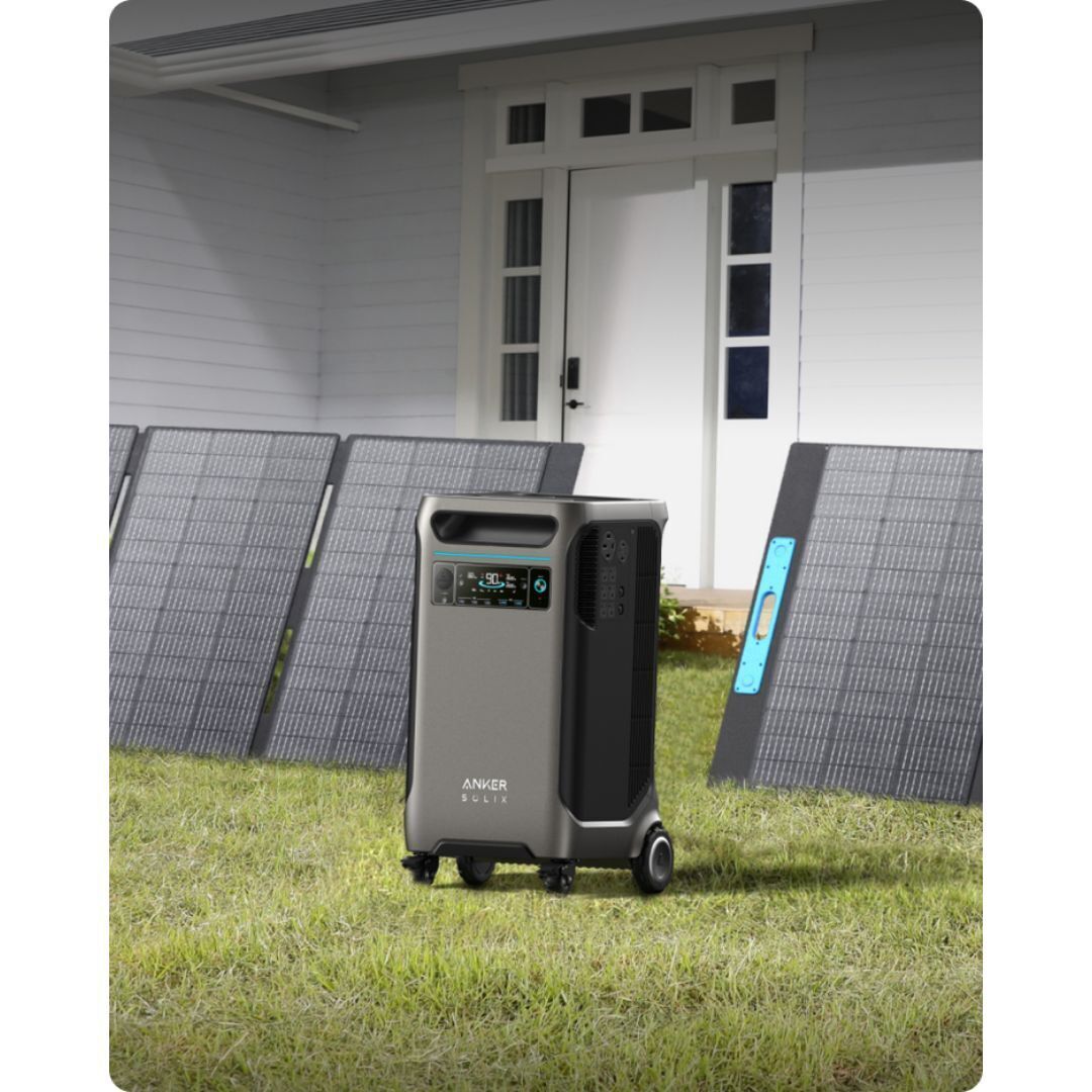 Anker SOLIX F3800 6000W Backup Power Station with Expansion Battery and 400W Solar Panel for Home, RV, and EV Charging (Black)