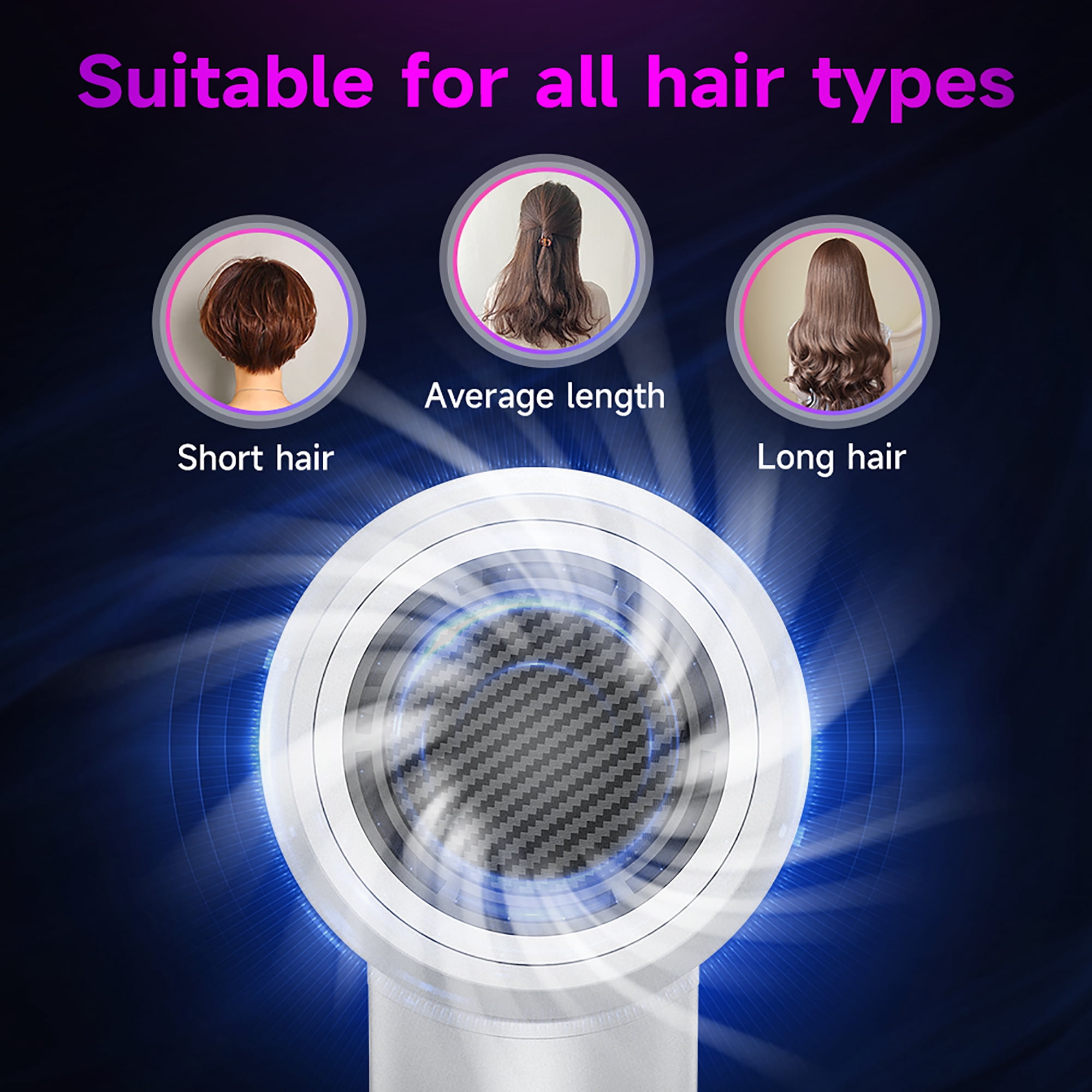 HOCO High-speed Negative Ion Hair Dryer 2 speeds /4 temperatures with Smooth Air Nozzle Digital Display Fast Drying for Home Salon Travel（Black)