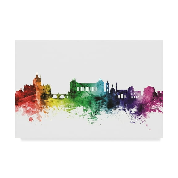 Trademark Fine Art 'Rome Italy Skyline Rainbow' Canvas Art by Michael Tompsett