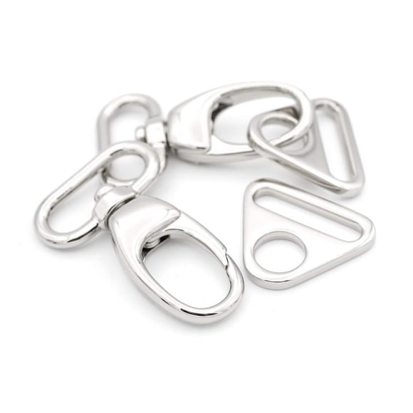 Craftmemore 2 Juegos De Ganchos Giratorios Gruesos Con Anillos Triangulares, Cierre De Pinza De Langosta Para Bolsos, Accesorios De Costura (1 Pulgada De Plata)