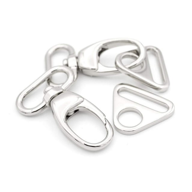 Craftmemore 2 Juegos De Ganchos Giratorios Gruesos Con Anillos Triangulares, Cierre De Pinza De Langosta Para Bolsos, Accesorios De Costura (1 Pulgada De Plata)