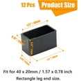thumbnail image 2 of HSHDLDF Suiwotin 12PCS PVC Rectangle Rubber Chair Leg Tips Caps, 40mm x 20mm Table Foot Caps Black Furniture Foot Table Chair Leg End Cap, Anti-Slip Chair Leg Floor Protectors, Black, 2 of 7