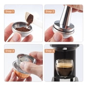 i cafilas Reusable Coffee Pods Compatible with Nespresso Vertuo Next, Plus&POP,Stainless Steel Refillable Capsule Kit with 6pcs Aluminum Shells, Eco-Friendly Coffee Accessory, Scoop & Brush