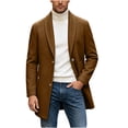thumbnail image 4 of Yertdoel Pea Coats for Men Solid Lapel Wool Blend Trench Coat Button Front Mid Length Fashion Warm Outerwear with Pockets, M-3XL, 4 of 9