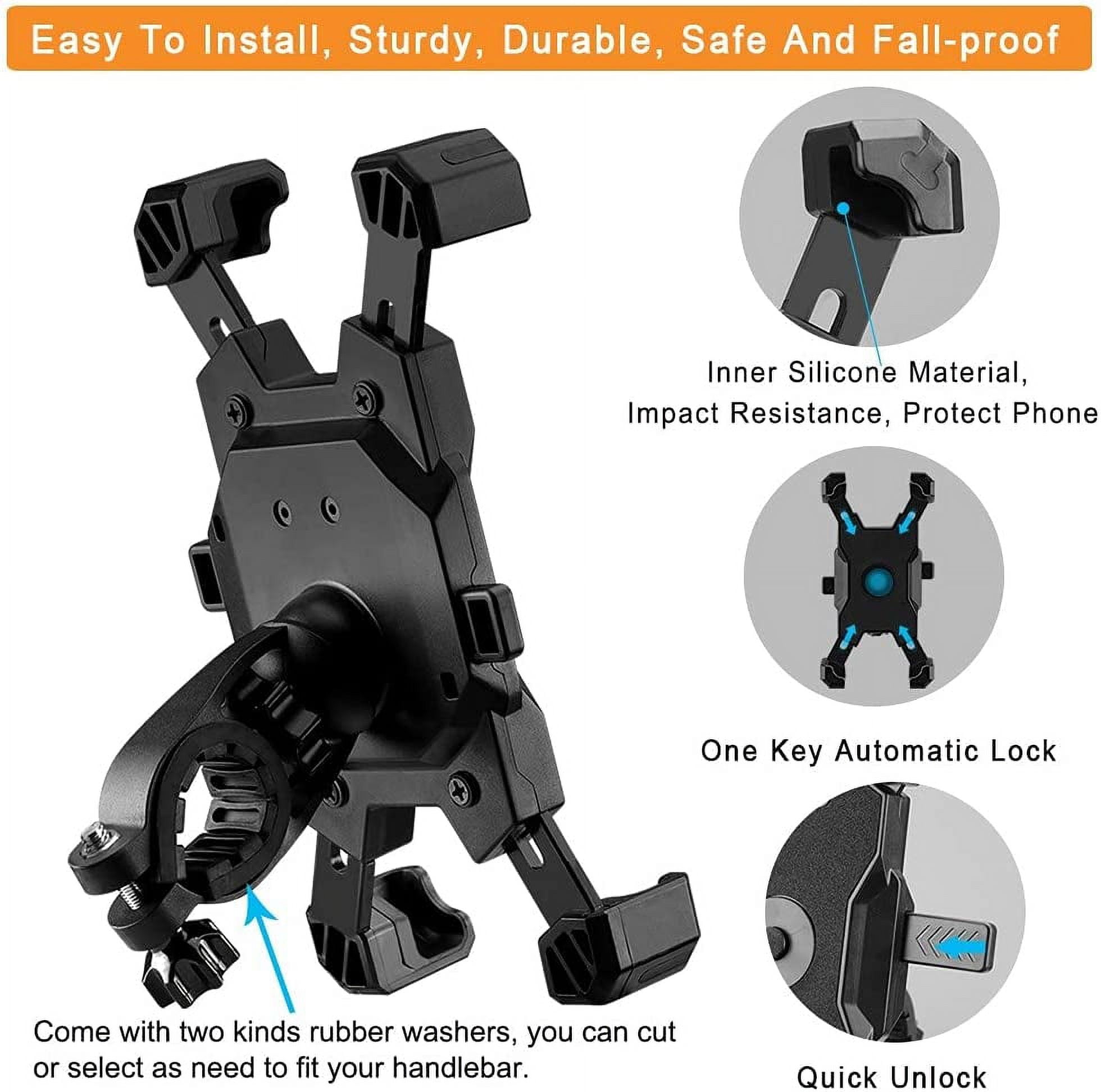 Tattom Phone Holder for Bike, Adjustable Bike Phone Mount Easy Install Scooter Phone Holder, Bicycles Cell Phone Holder Handlebar for 4.7-6.8 inch Black .