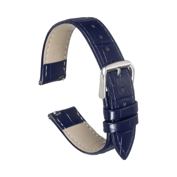 Uxcell Quick Release Leather Watch Band 19mm Embossed Pattern Leather Watch Strap Replacement for Men Women, Dark Blue