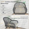 thumbnail image 4 of Dycanpo 26.8" Outdoor Bar Stools Set of 3, Boho Rattan Counter Height Chair with Woven Rope, Slate Gray, 4 of 9