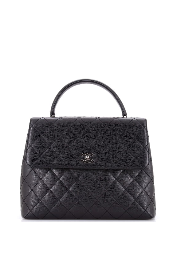Pre-Owned Vintage Classic Top Handle Flap Bag Quilted Caviar Jumbo By Rebag