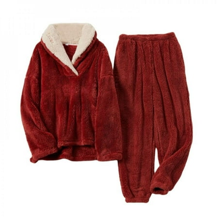 

Big sales!!Autumn And Winter New Ladies Coral Fleece Pajamas Pajamas Pajamas Pants Suit Thickened Sportswear Suit