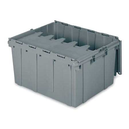 Attached Lid - BUCKHORN Attached Lid Container,2.30 cu ft,Gray 39175