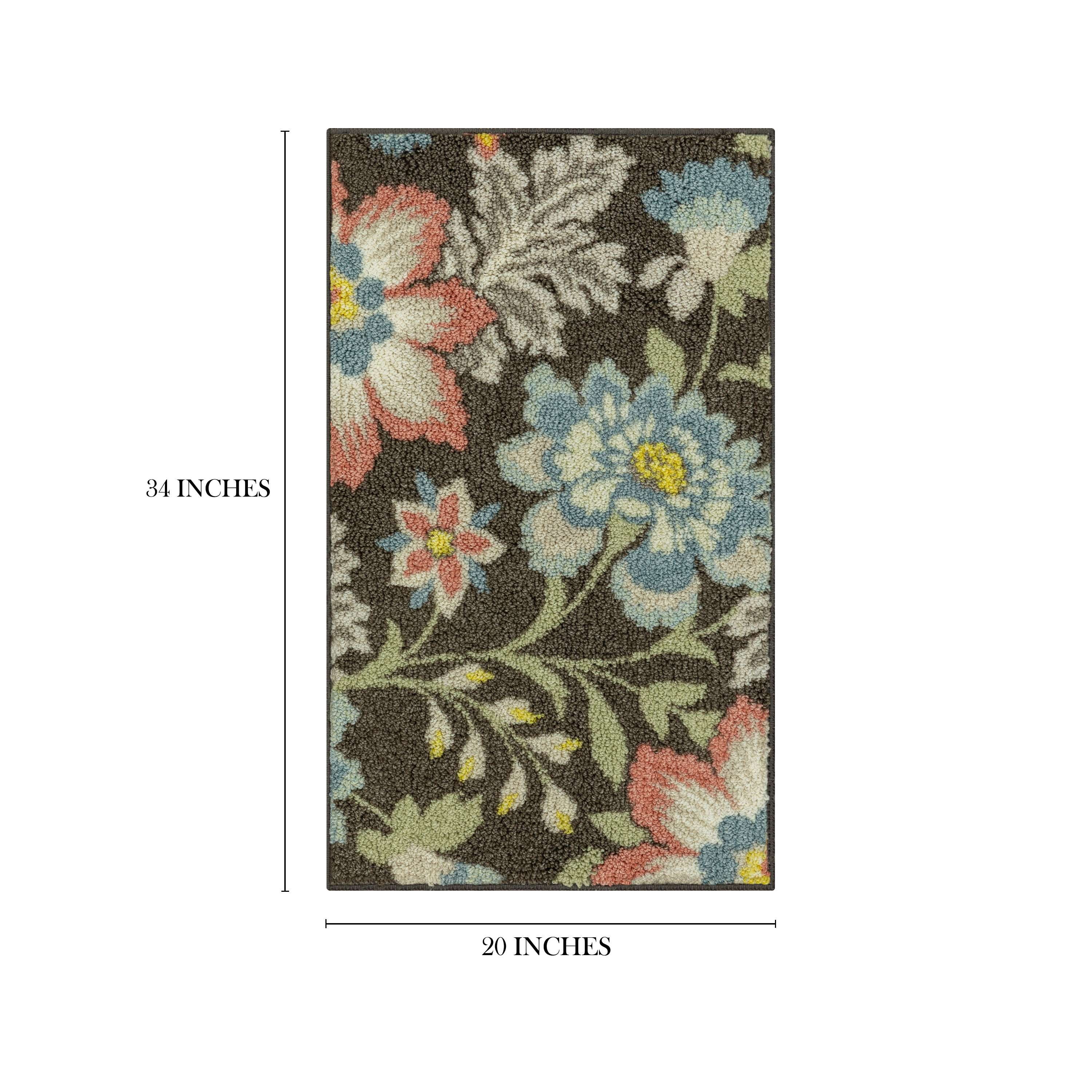 Mainstays Farmhouse Oversized Floral Gray Multicolor Indoor Accent Rug, 1'8"x2'10"