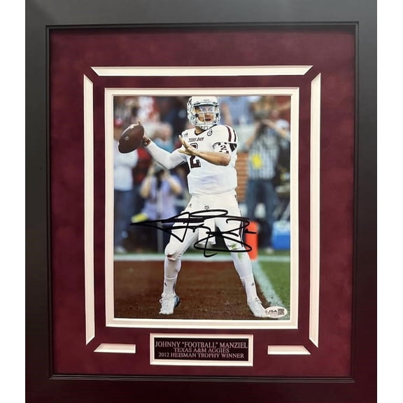 Johnny Manziel Autographed Hand Signed Custom Framed 8x10 Texas A&M Aggies Photo - JSA COA