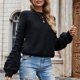 thumbnail image 4 of Blusa de suéter de punto de moda de manga larga con cuello redondo para mujer Fridja  ghj987+3732, 4 of 8
