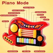 PVUEL Kids Guitar 2 in 1 Musical Instruments for Kids Piano Toddler Toy Electric Guitars with Strap Music Toys for 3 4 5 Year Old Boys Girls Christmas Xmas Gifts