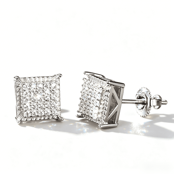 KIJ 0.25 Carat Square Moissanite Stud Earrings,925 Sterling Silver Rhodium Plated Gra Certified Hypoallergenic Gifts for Women