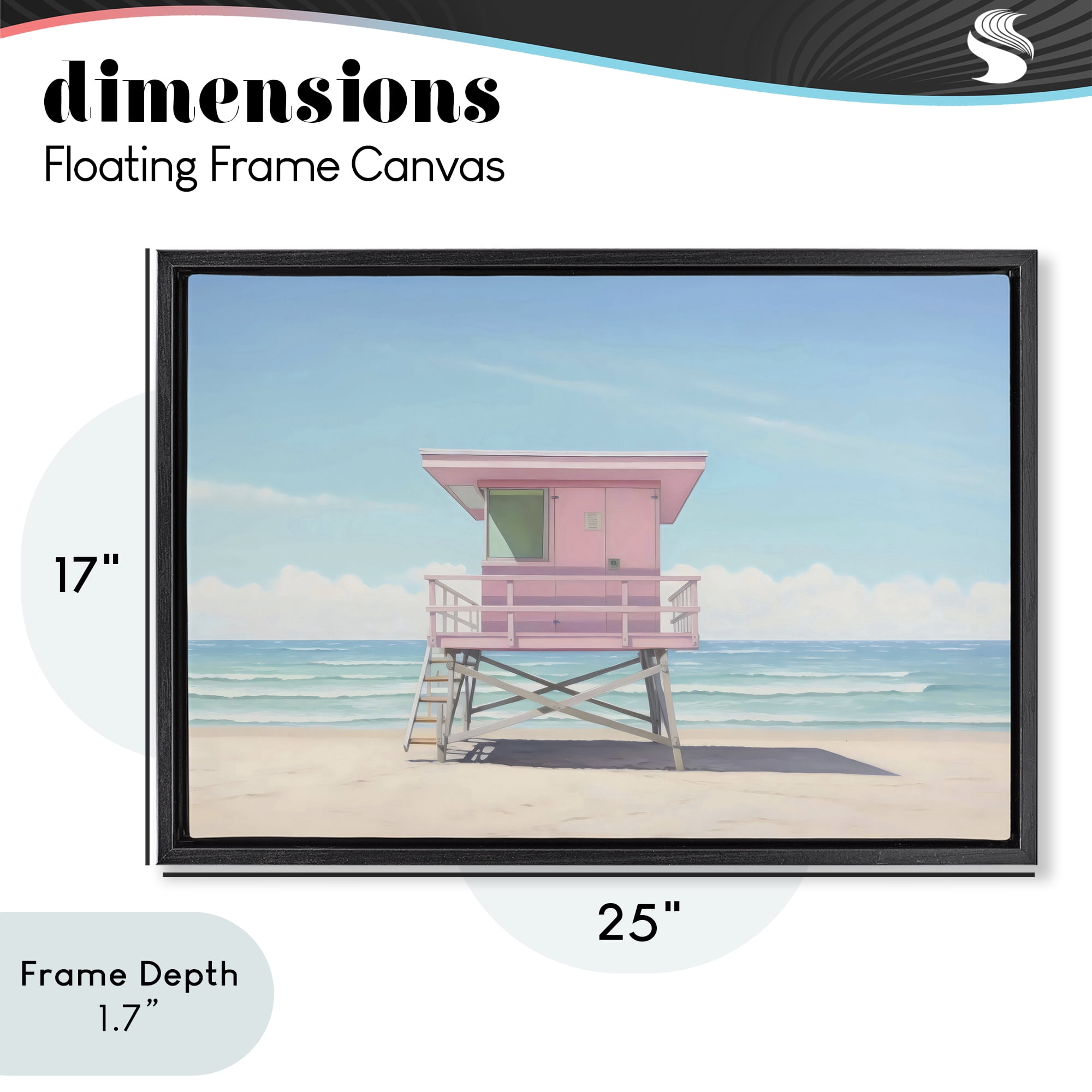 Stupell Industries Miami Beach Lifeguard Station Black Framed Floater Canvas Wall Art, design by Creative Studio