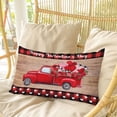 thumbnail image 4 of Valentine's Day Pillow Covers, Linen Long Throw Pillow Case, Red Truck Roses Love Plaid Wood Retro Holiday Pillow Protector Decorative Cushion Cover for Living Room/Bedroom 20" x 36", 4 of 8