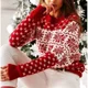 thumbnail image 1 of Nuevo suéter navideño para mujer, estampado de copos de nieve, manga larga, cuello redondo, tejido de punto, pulóver informal suave, jerséis de jacquard, jersey para mujer, 1 of 5