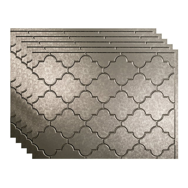 FASÄDE Monaco Decorative Vinyl 18in x 24in Backsplash Panel in Galvanized Steel (5 Pack)